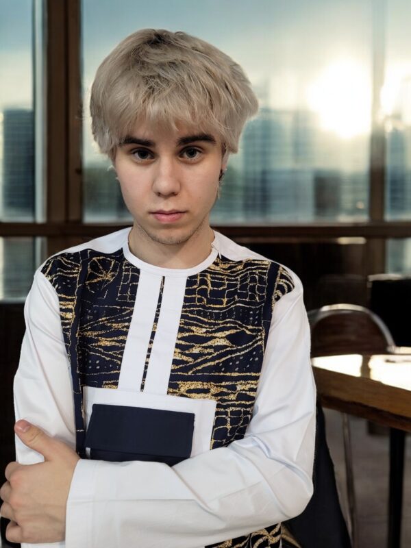 Shirt with traditional fabric